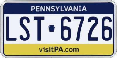 PA license plate LST6726