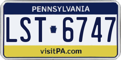 PA license plate LST6747