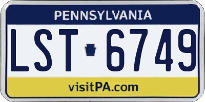 PA license plate LST6749