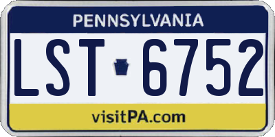 PA license plate LST6752