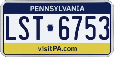 PA license plate LST6753