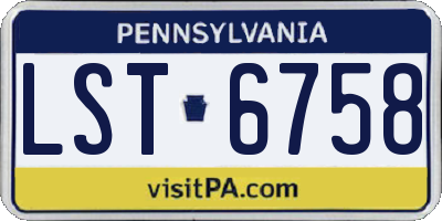 PA license plate LST6758