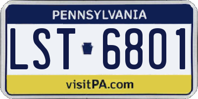 PA license plate LST6801