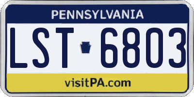 PA license plate LST6803