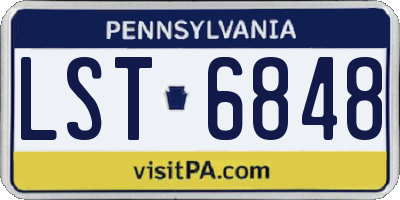 PA license plate LST6848