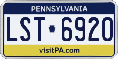 PA license plate LST6920