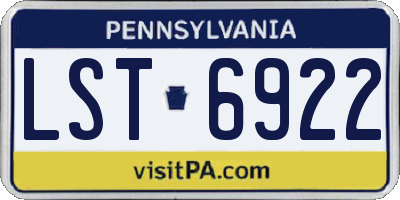 PA license plate LST6922