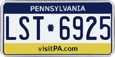 PA license plate LST6925