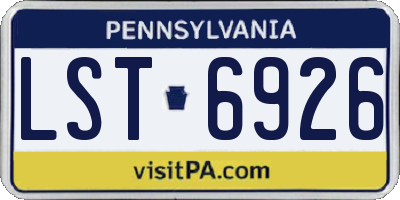 PA license plate LST6926
