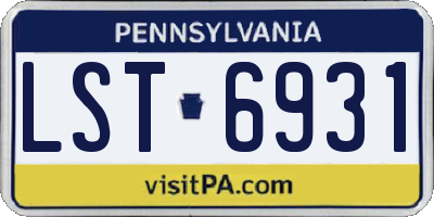 PA license plate LST6931