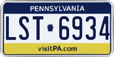 PA license plate LST6934