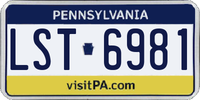 PA license plate LST6981