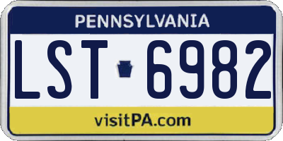PA license plate LST6982