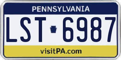 PA license plate LST6987