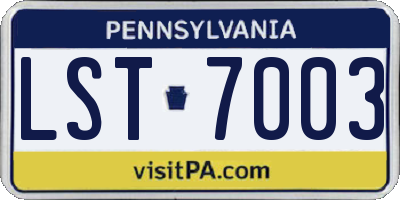 PA license plate LST7003