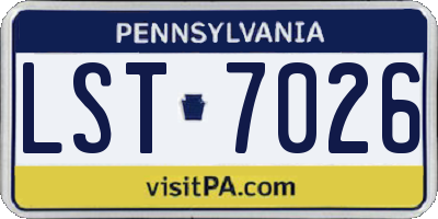 PA license plate LST7026