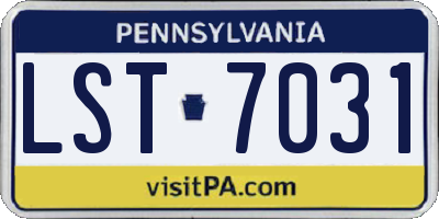 PA license plate LST7031