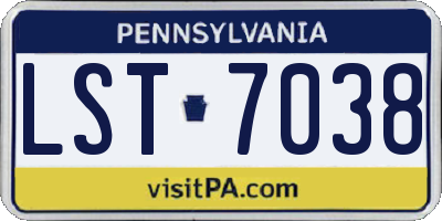 PA license plate LST7038