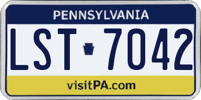 PA license plate LST7042