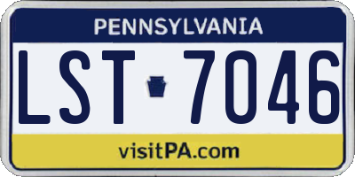 PA license plate LST7046