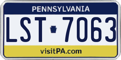 PA license plate LST7063