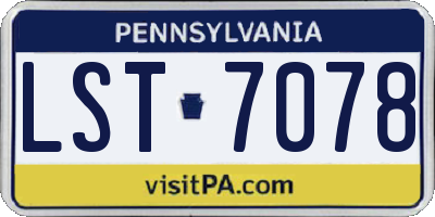 PA license plate LST7078