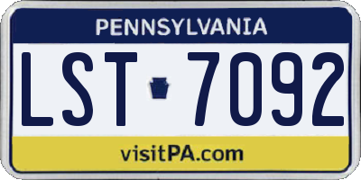 PA license plate LST7092