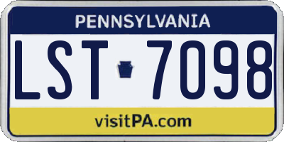 PA license plate LST7098