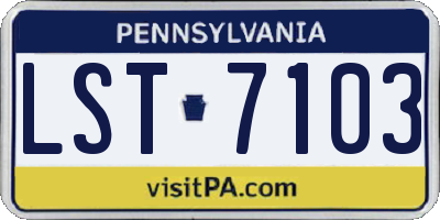 PA license plate LST7103