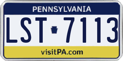 PA license plate LST7113