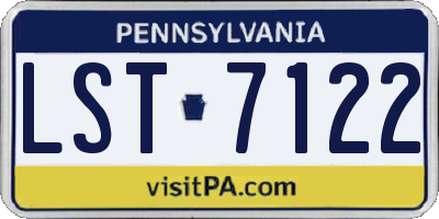 PA license plate LST7122