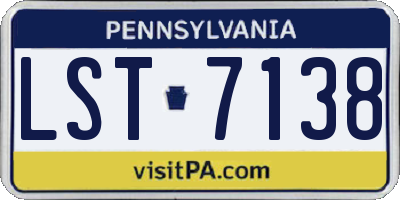 PA license plate LST7138