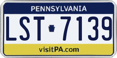 PA license plate LST7139