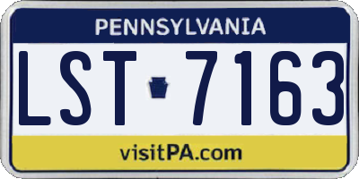 PA license plate LST7163