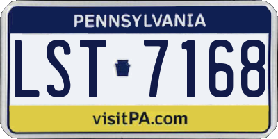 PA license plate LST7168