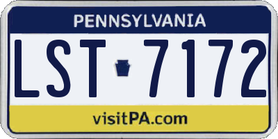 PA license plate LST7172