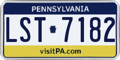 PA license plate LST7182