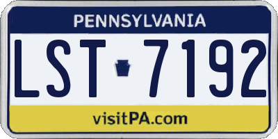 PA license plate LST7192