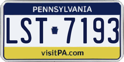 PA license plate LST7193