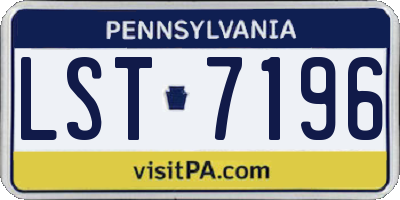PA license plate LST7196
