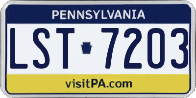 PA license plate LST7203