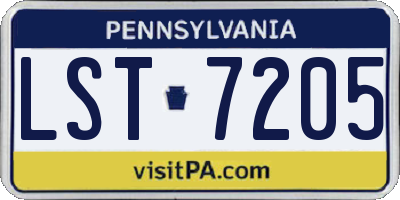 PA license plate LST7205