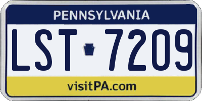 PA license plate LST7209