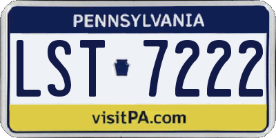 PA license plate LST7222