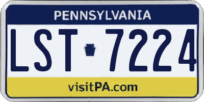 PA license plate LST7224