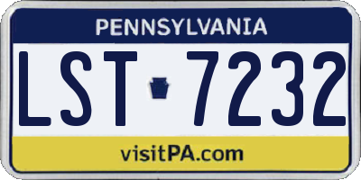 PA license plate LST7232
