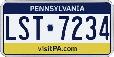 PA license plate LST7234