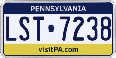 PA license plate LST7238