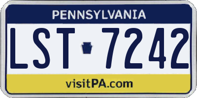 PA license plate LST7242