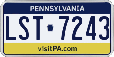 PA license plate LST7243
